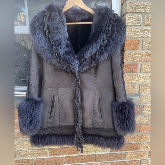 Genuine Di Bello Collezione Lambskin Shearling Fur Coat 42 (US8) Made in Italy - Picture 1 of 16